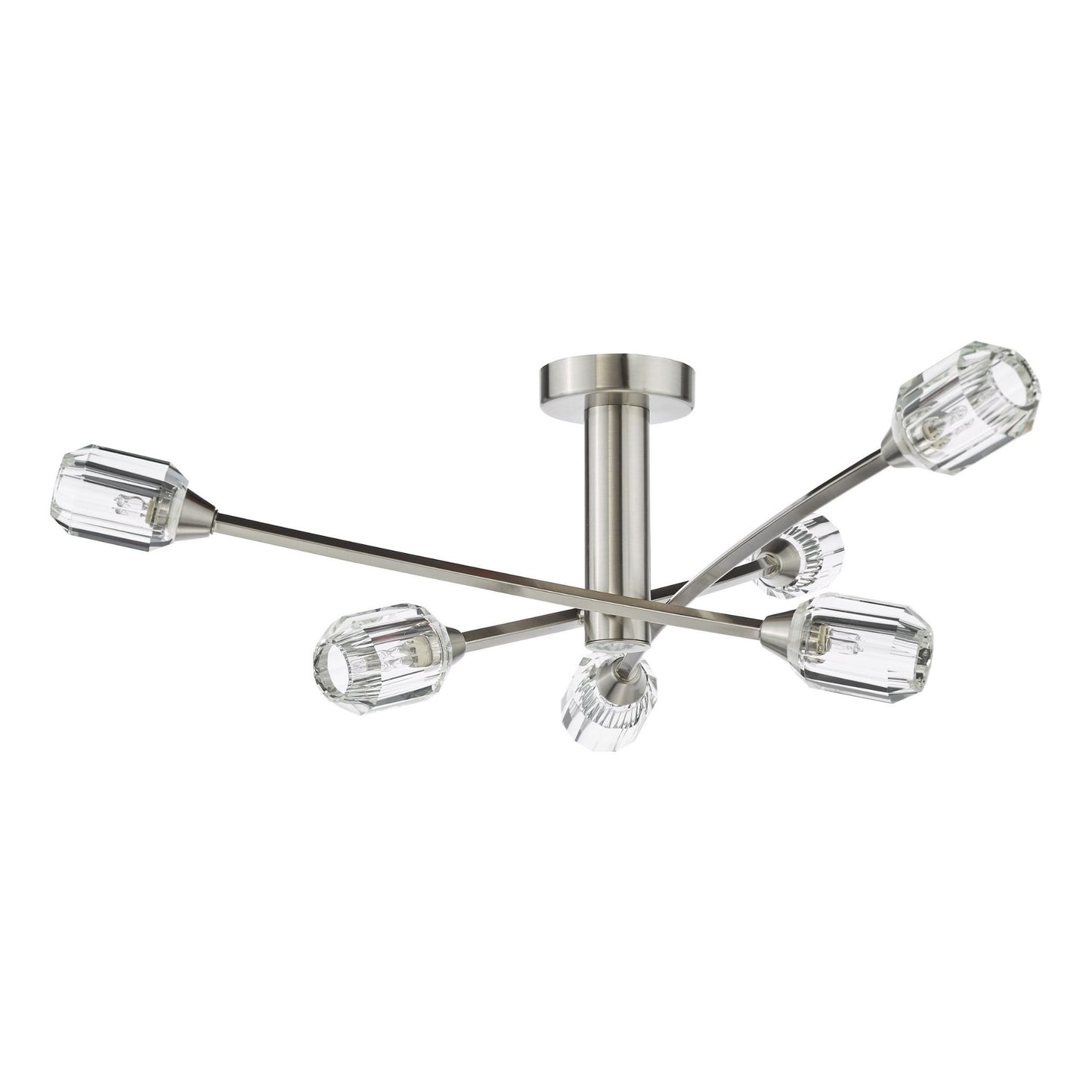 Zonda 6 Light Brushed Nickel Semi Flush Ceiling Light