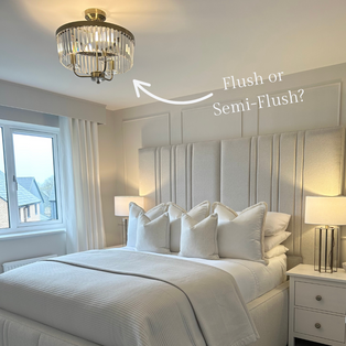 Elean Antique Brass Glass Semi-Flush Ceiling Light