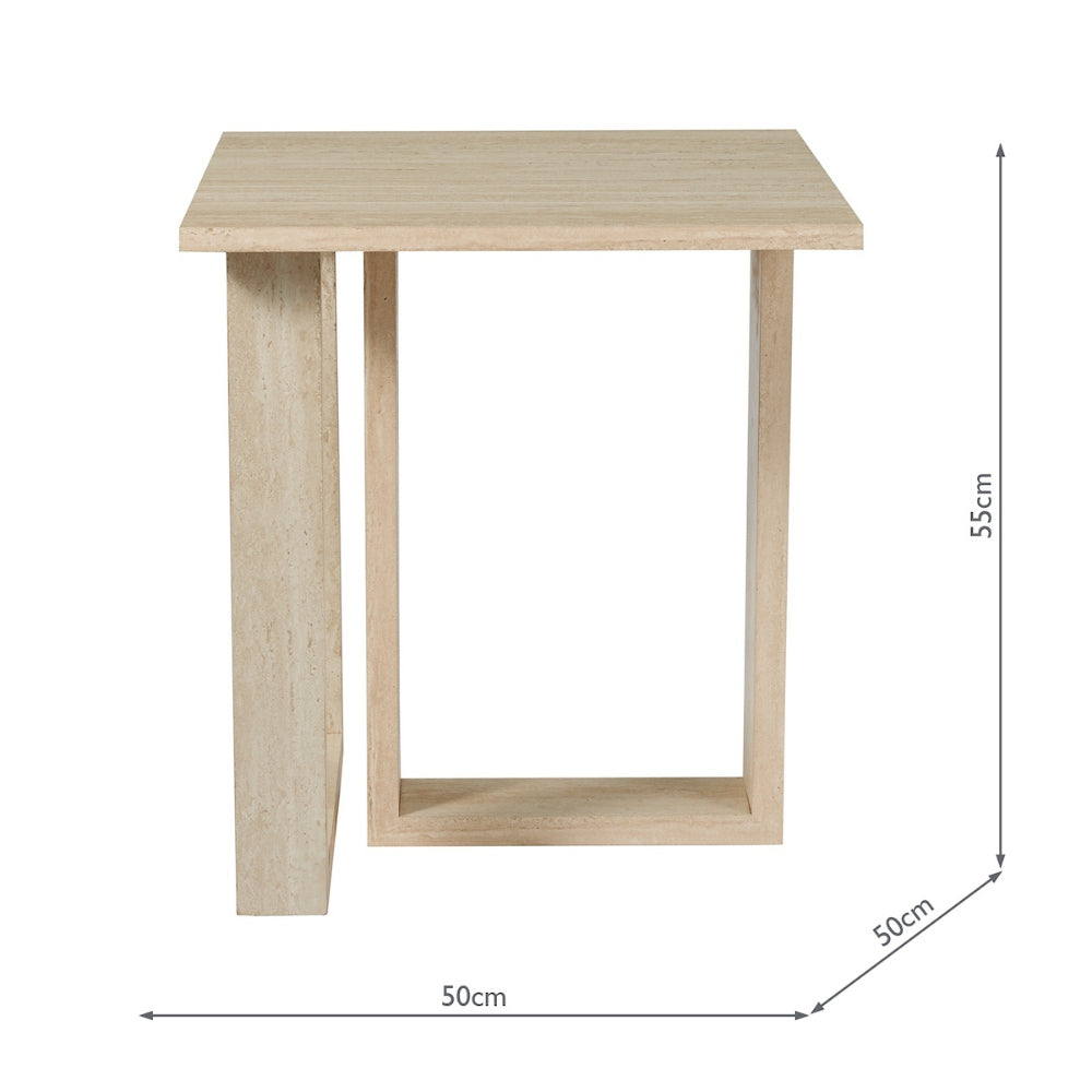 Prue Travertine Effect Side Table