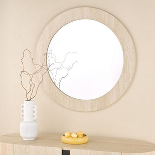 Ioana Round Travertine 80Cm Mirror
