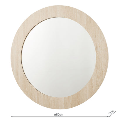 Ioana Round Travertine 80Cm Mirror