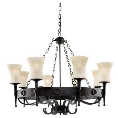 Cartwheel 8 Light Iron Pendant in Black