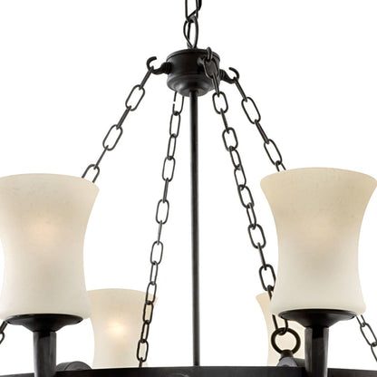 Cartwheel 8 Light Iron Pendant in Black