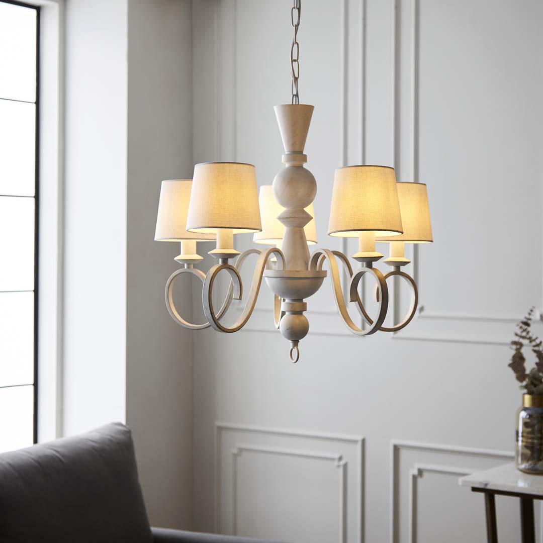 Suzette 5 Light Shaded Chandelier Ceiling Light