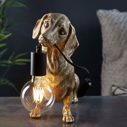 Wally Dog Gold Table Lamp