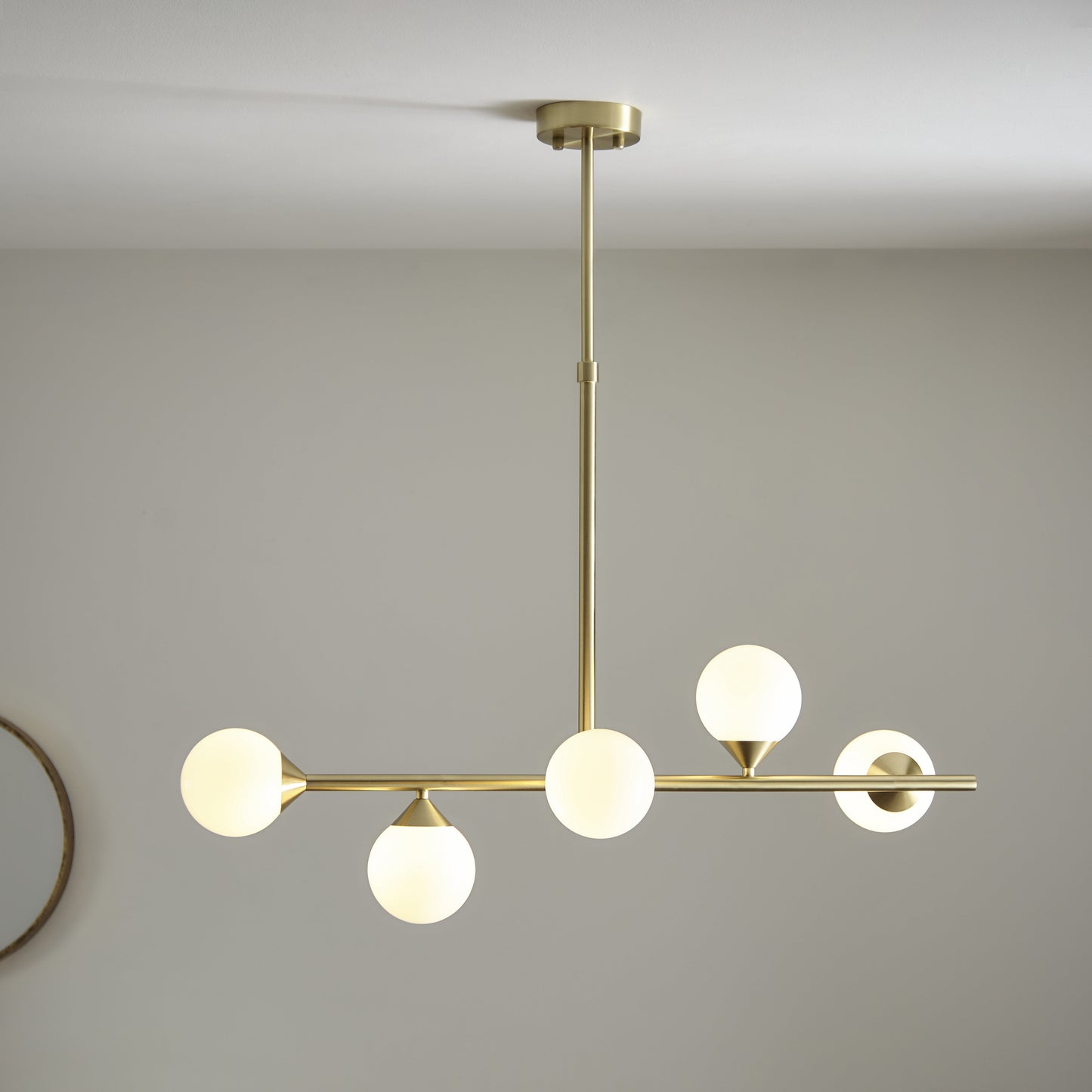 5 Light Linear Pendant Satin Brass
