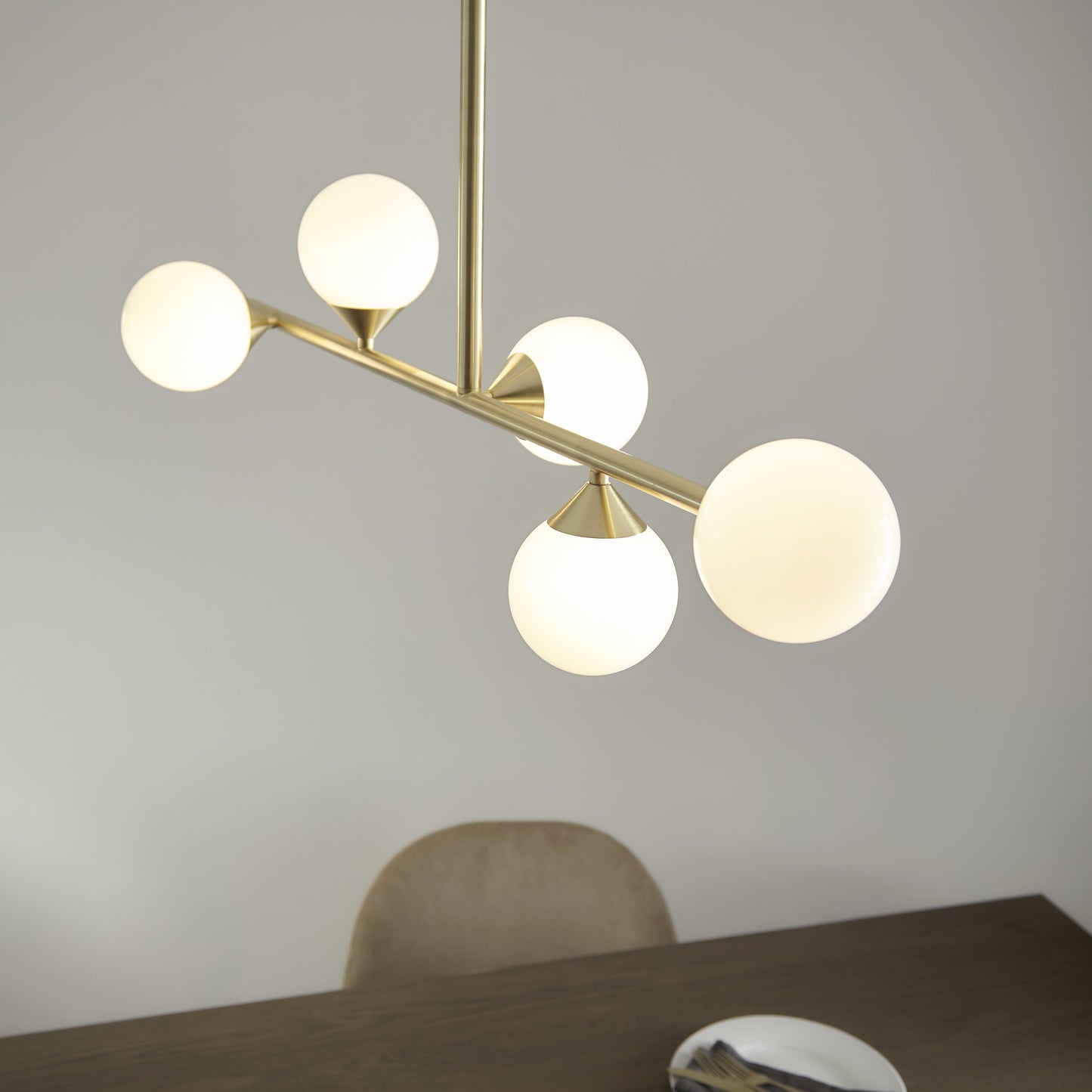 5 Light Linear Pendant Satin Brass