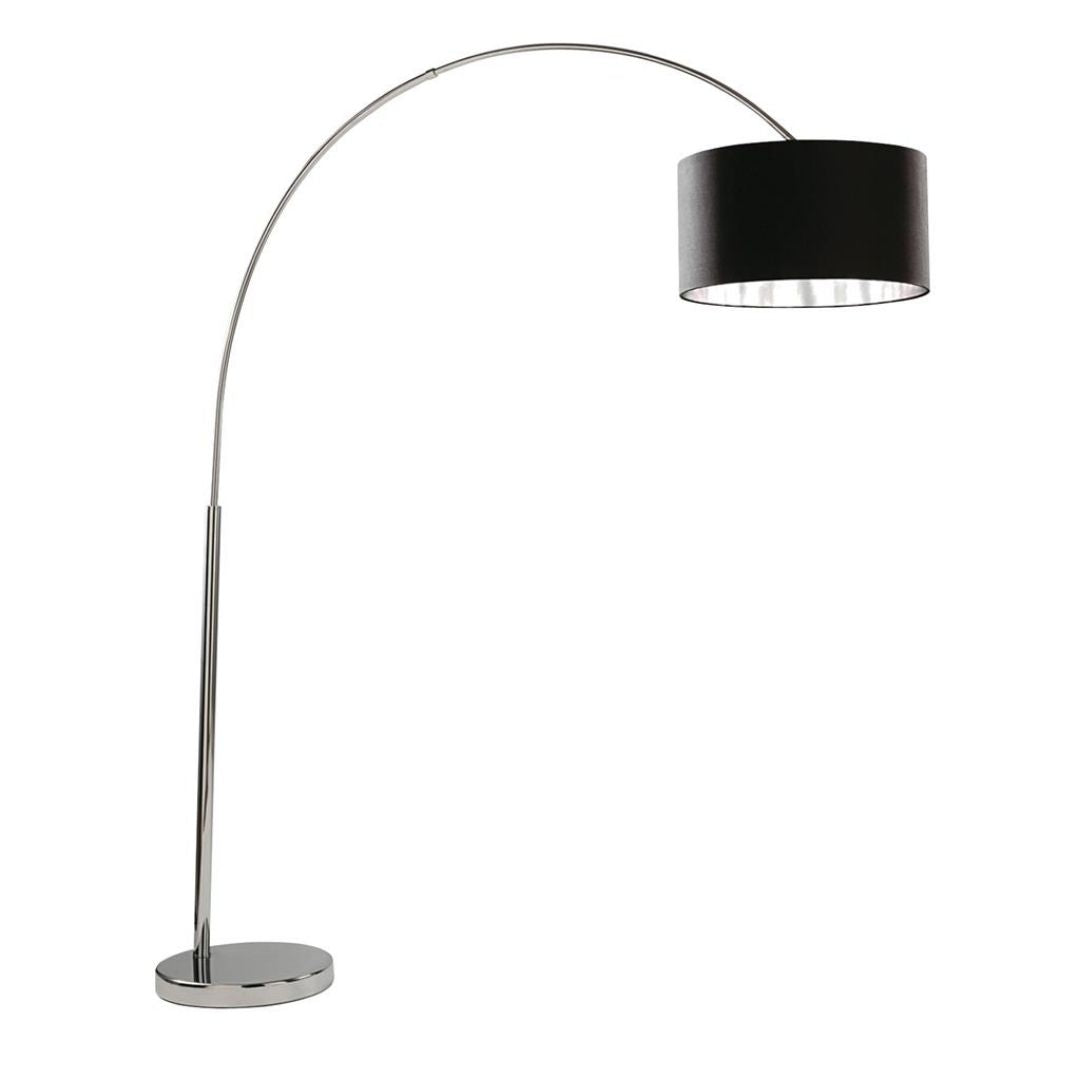 Giant Arc Polished Chrome Arc Floor Lamp with Black Shade