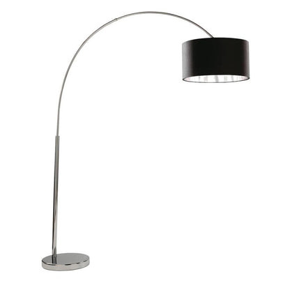 Giant Arc Polished Chrome Arc Floor Lamp with Black Shade
