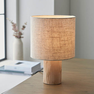 Durban Wooden Table Lamp with Linen Shade