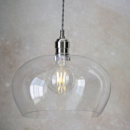 Stourton Nickel & Glass Bowl Pendant Ceiling Light