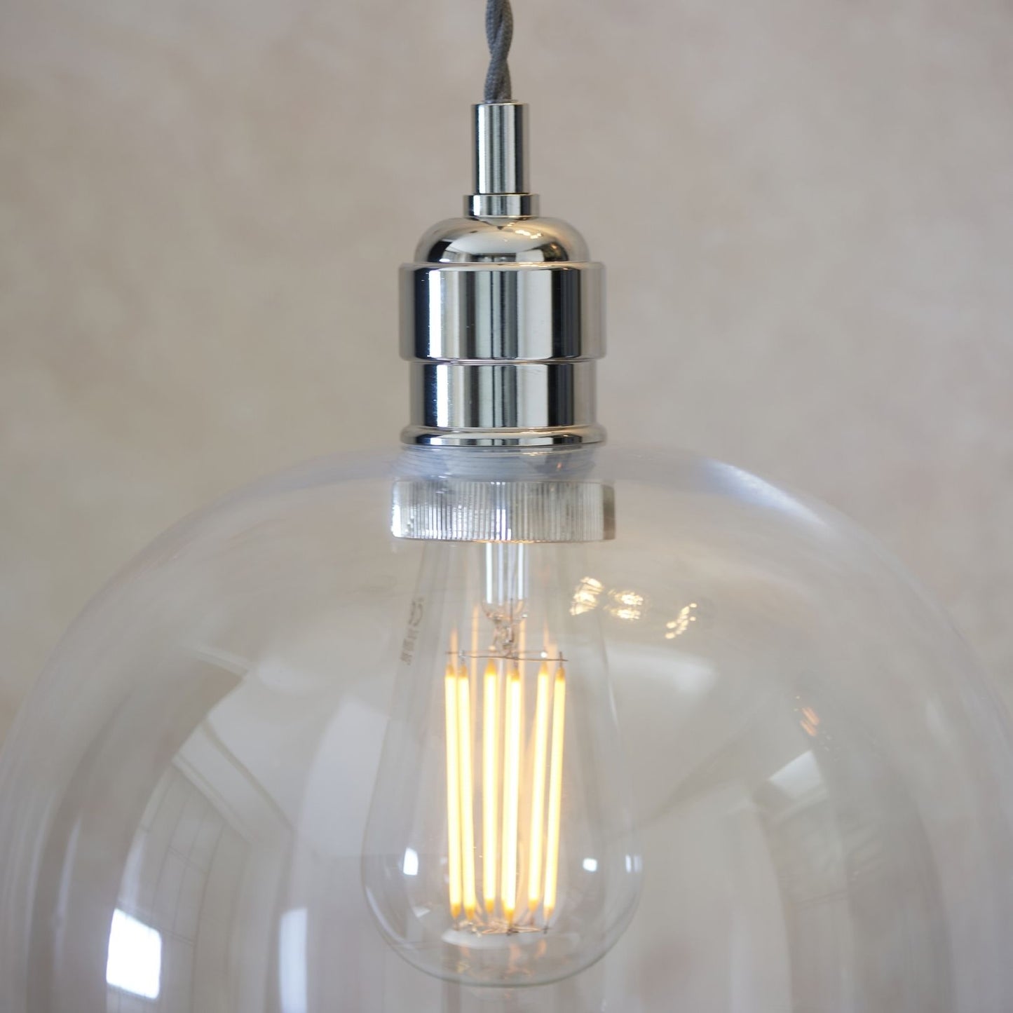 Stourton Nickel & Glass Pendant Ceiling Light Large