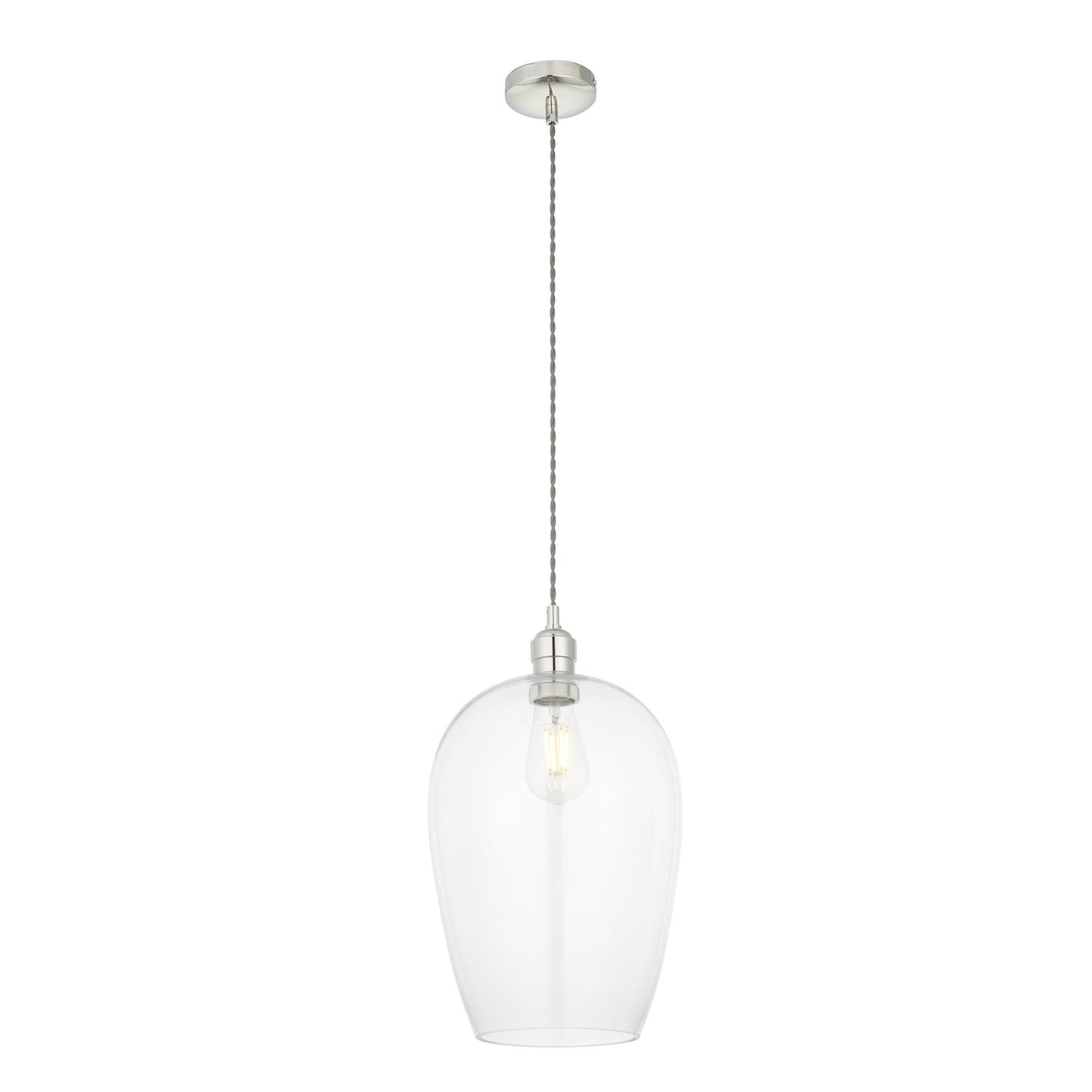 Stourton Nickel & Glass Pendant Ceiling Light Large