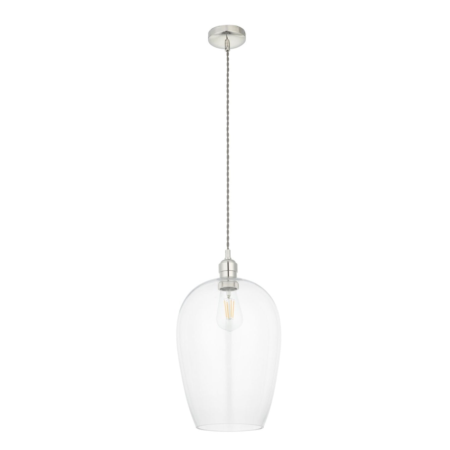 Stourton Nickel & Glass Pendant Ceiling Light Large