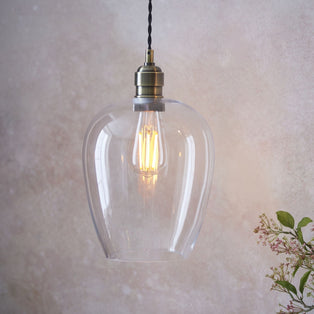 Stourton Antique Brass & Glass Pendant Ceiling Light