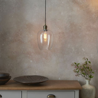 Stourton Antique Brass & Glass Pendant Ceiling Light