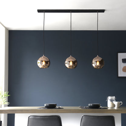 Boli 3 Light Linear Pendant Copper Black