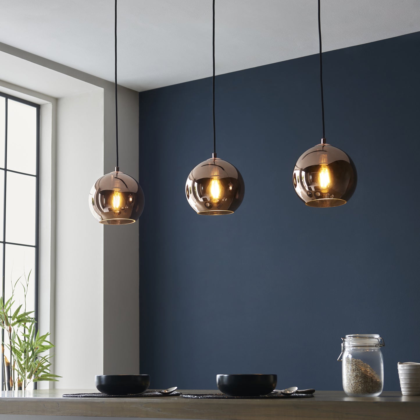 Boli 3 Light Linear Pendant Copper Black