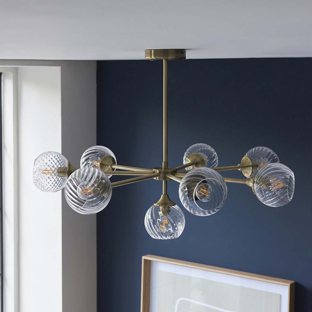 Allegra 8 Light Antique Brass Pendant Ceiling Light