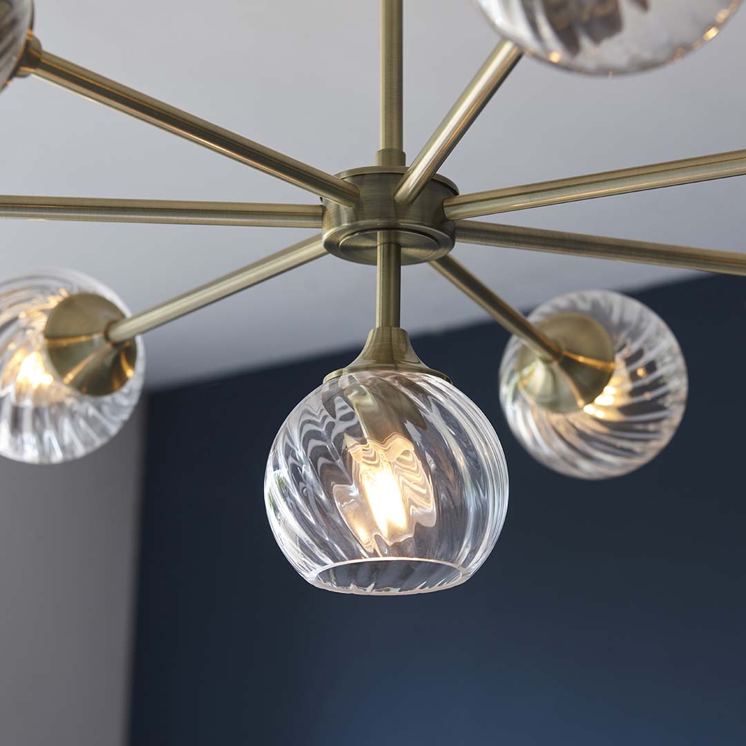 Allegra 8 Light Antique Brass Pendant Ceiling Light