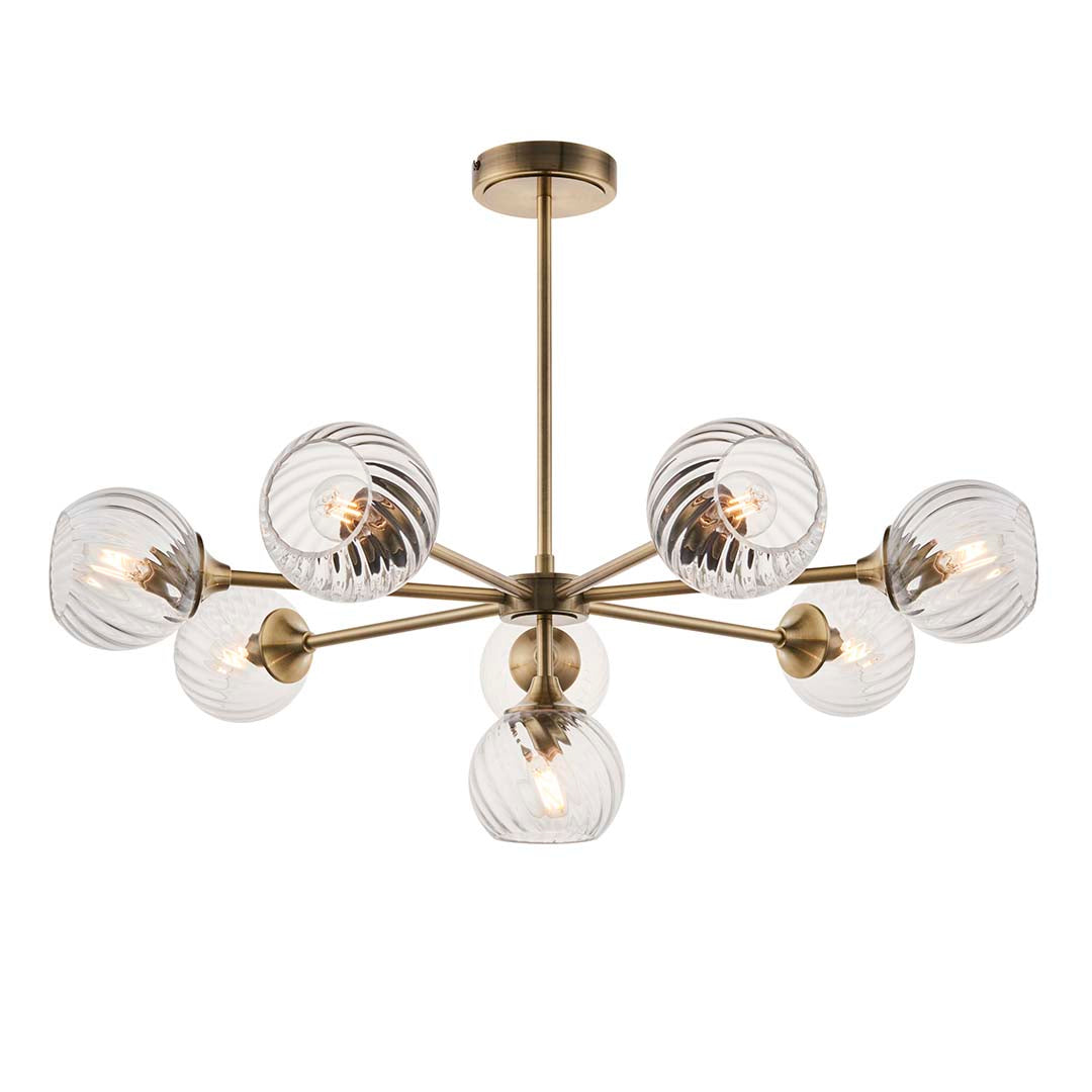 Allegra 8 Light Antique Brass Pendant Ceiling Light