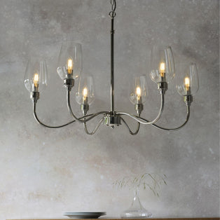 Stourton 6 Light Nickel & Glass Pendant Ceiling Light