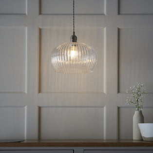 Ribbed Medium Pendant Bright Nickel