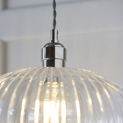 Ribbed Medium Pendant Bright Nickel