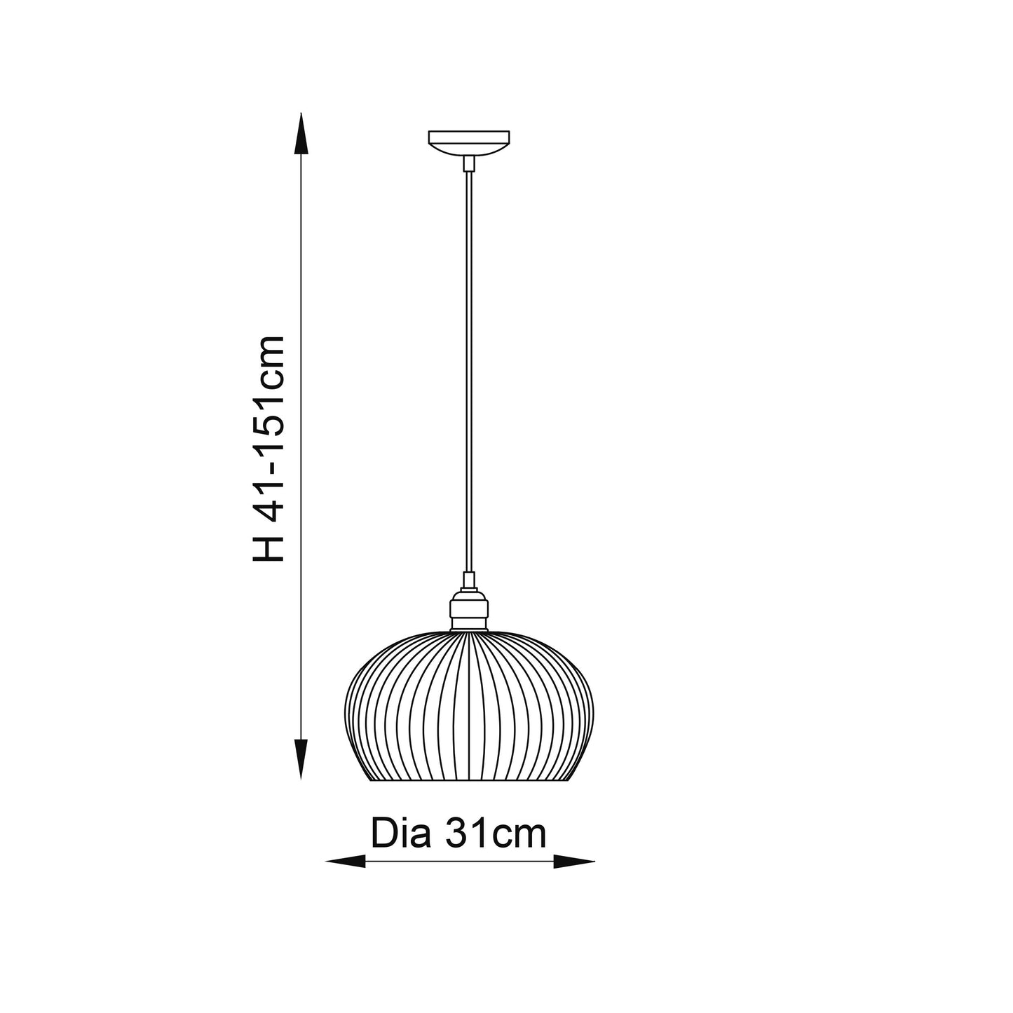 Ribbed Medium Pendant Bright Nickel