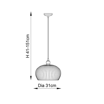 Ribbed Medium Pendant Bright Nickel