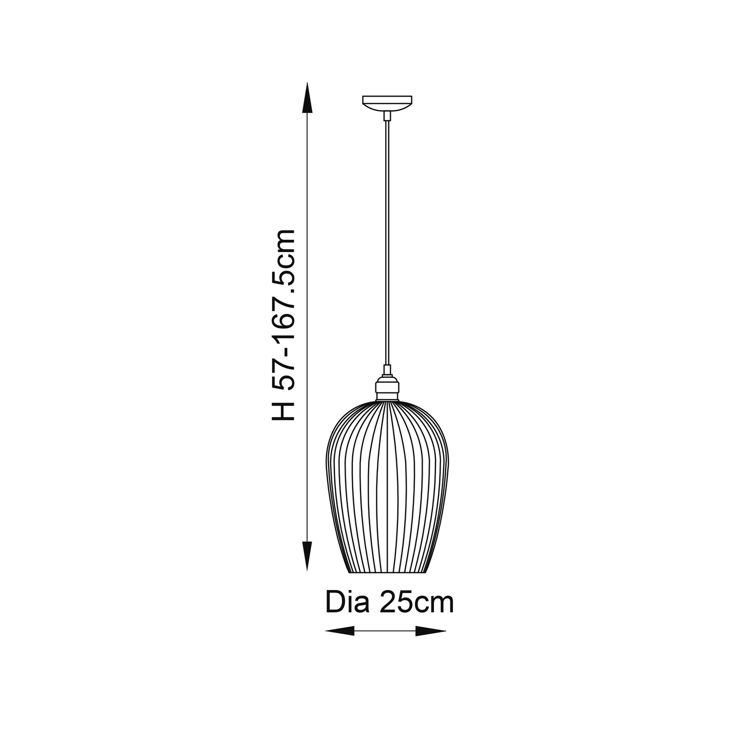 Ribbed Large Pendant Bright Nickel