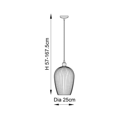 Ribbed Large Pendant Bright Nickel