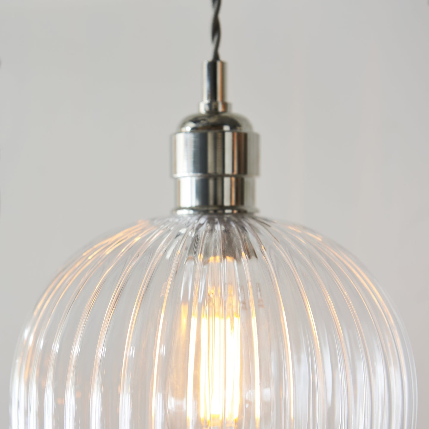 Ribbed Small Pendant Bright Nickel