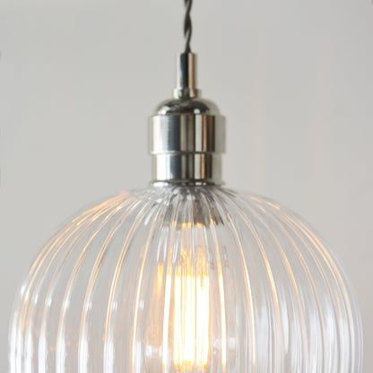 Ribbed Small Pendant Bright Nickel