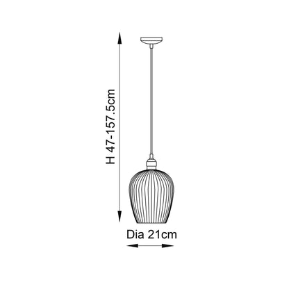 Ribbed Small Pendant Bright Nickel