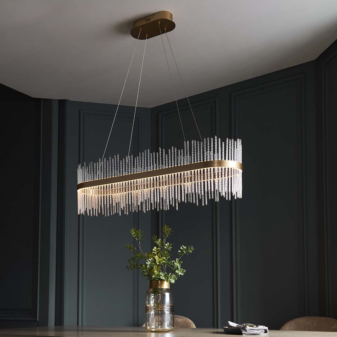 Virbrook LED Gold Linear Pendant Ceiling Light
