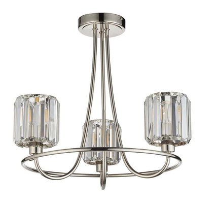 Berenice 3 Light Semi Flush Silver Ceiling Light