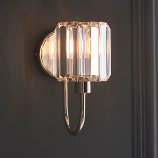Berenice Silver Wall Light with Faceted Glass Shade