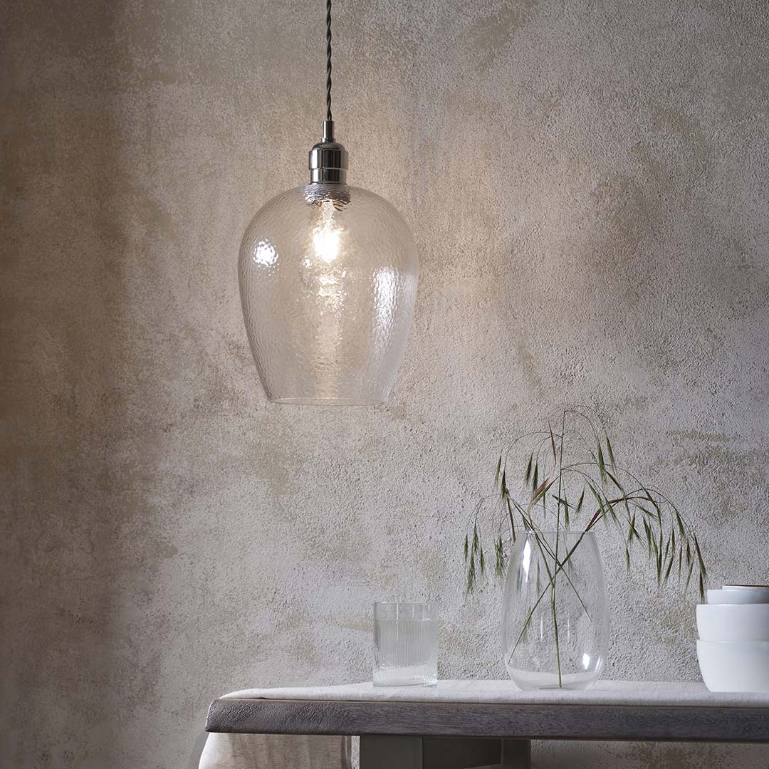 Bindki Hammered Polished Nickel Small Pendant Ceiling Light