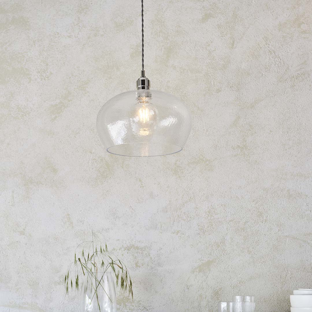 Bindki Hammered Polished Nickel Medium Pendant Ceiling Light