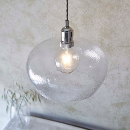 Bindki Hammered Polished Nickel Medium Pendant