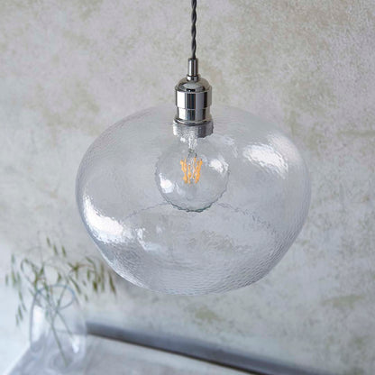 Bindki Hammered Polished Nickel Medium Pendant