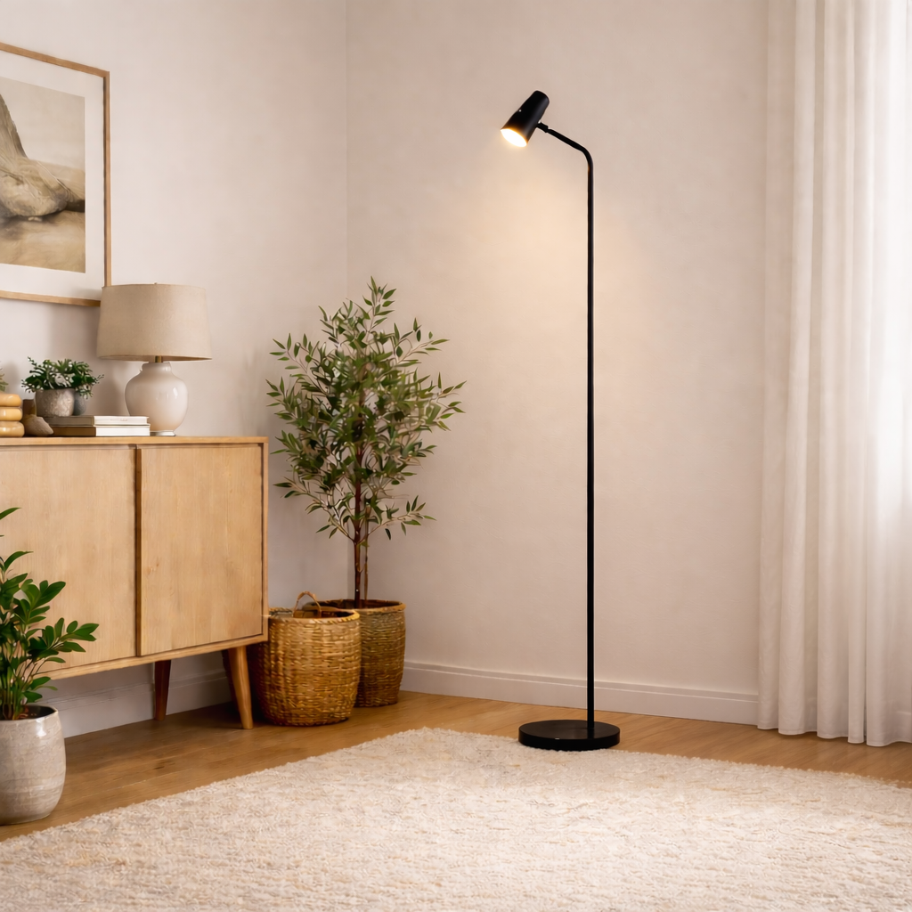 Rechargeable Black Metal LED Floor Lamp