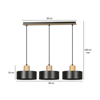Torin 3 Light Linear Pendant Black