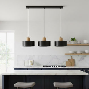 Torin 3 Light Linear Pendant Black