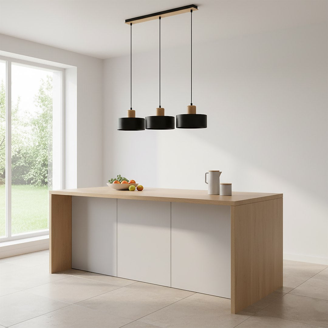 Torin 3 Light Linear Pendant Black