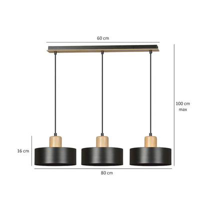 Torin 3 Light Linear Pendant Black
