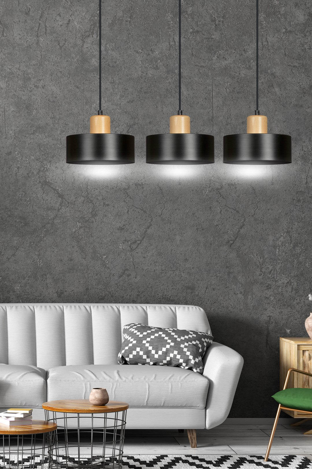 Torin 3 Light Linear Pendant Black