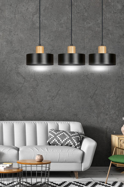 Torin 3 Light Linear Pendant Black