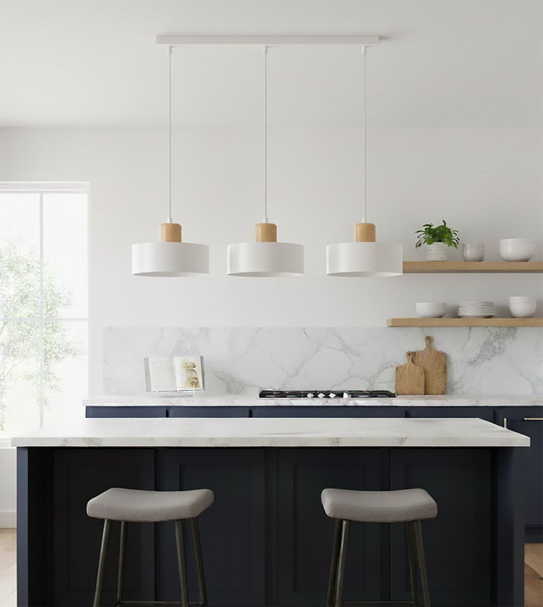 Torin 3 Light Linear Pendant White